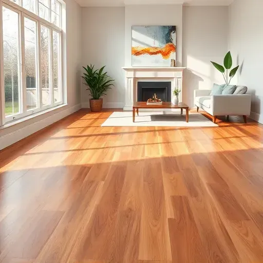 Modern living room with polished hardwood flooring, elegant baseboards, and minimalistic decor in Mount Vernon VA.