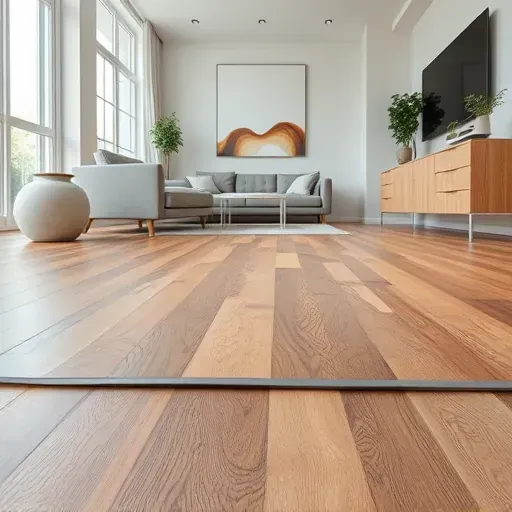 Close-up of a moisture barrier installed under luxury vinyl plank flooring in a modern Alexandria VA home featuring natural wood textures and neat craftsmanship