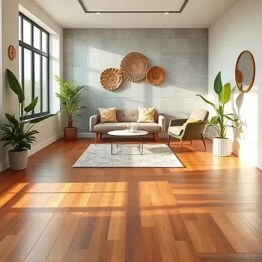 Elegant hardwood and modern tile flooring installation in Springfield VA with lush plants and cozy decor.