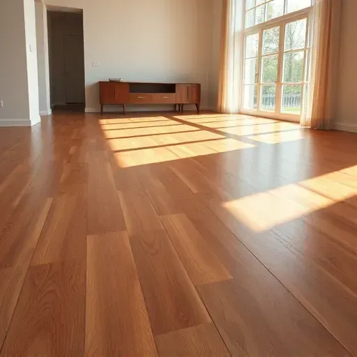 Elegant hardwood floor installation in Gaithersburg MD highlighting warm tones and intricate grain patterns under soft lighting.