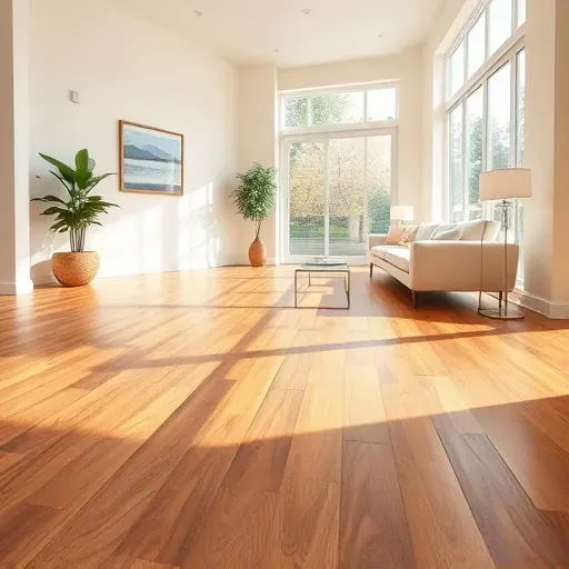 Modern living room in Lorton VA featuring elegant hardwood floors, minimalist furniture, and natural light ambiance.