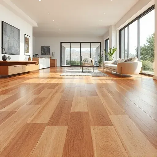 Luxury Vinyl Plank flooring in a warm wood grain finish enhances a modern interior with minimalist decor and natural light.