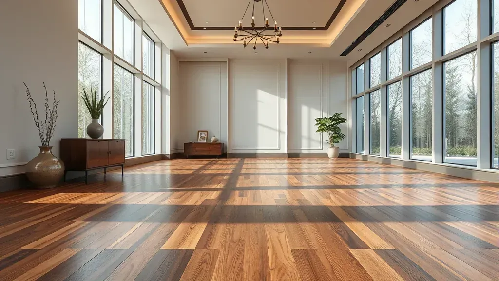 Flooring in Potomac, MD with modern design and warm wooden tones.