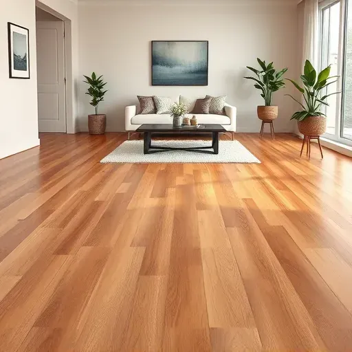Elegant hardwood flooring in warm tones showcases intricate grain patterns and complements stylish minimalistic interior decor.