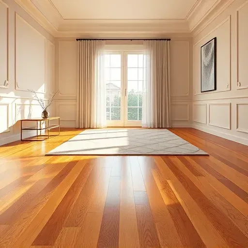 Spacious living room in Vienna VA with elegant hardwood flooring, crown molding, and minimalist decor creates a serene ambiance.