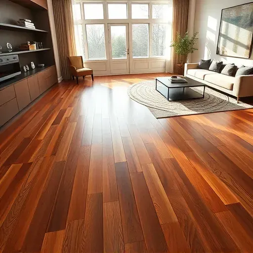 Polished hardwood flooring shines in natural light, framed by elegant rugs and stylish decor in Tysons, VA.