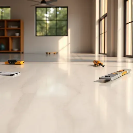 Leveled clean subfloor with partially installed luxury vinyl planks in a bright modern interior showcasing professional flooring craftsmanship