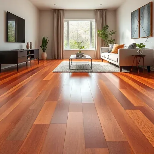 Perfectly finished hardwood flooring in Rockville MD with warm tones, minimalistic decor, and natural light ambiance.