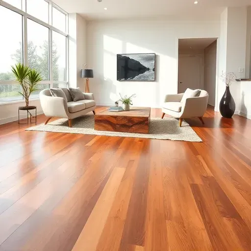 Completed flooring project in Oxon Hill MD featuring polished hardwood, modern decor, and bright, welcoming living room.
