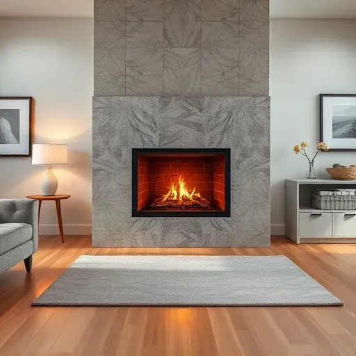 Modern fireplace with stone surround and sleek metal frame in Alexandria VA cozy living space with hardwood floor