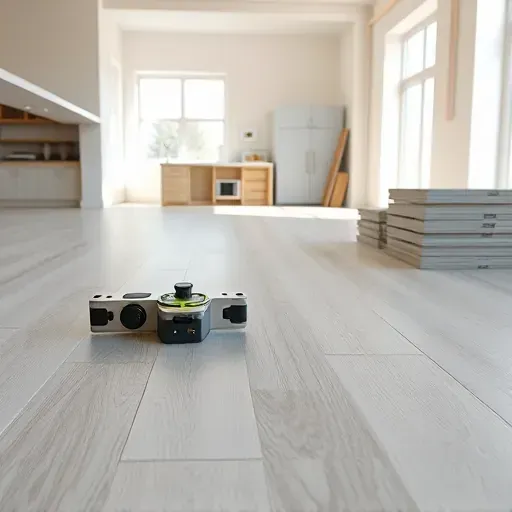 Finished leveled floor ready for luxury vinyl plank installation in Alexandria VA showing precise measurements and neat flooring materials