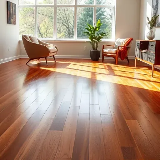 Beautiful hardwood flooring shines in a modern living room with natural light, minimalist decor, and inviting accents.