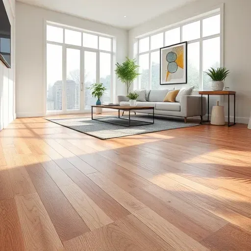 Luxury vinyl plank flooring in a bright modern living space with rich wood grain textures and elegant decor.