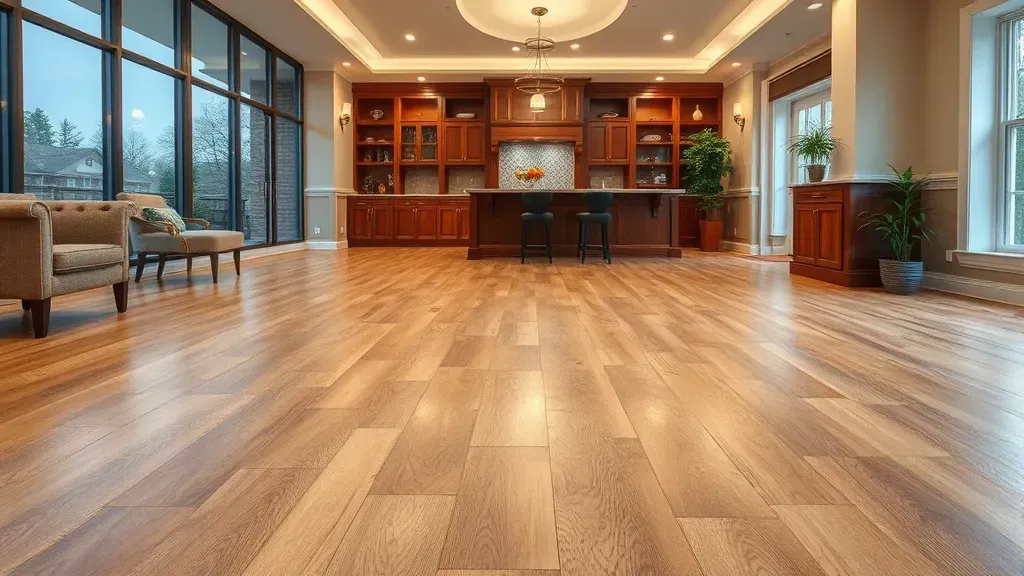 Flooring installation in a stylish living room in Falls Church, VA.