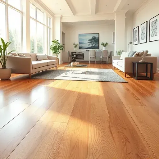 Luxury honey oak vinyl plank flooring installed in a modern bright living room with sleek furniture and natural light.