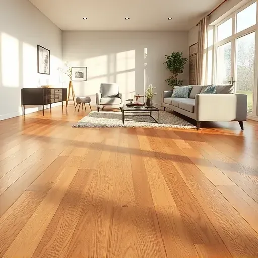 Stunning hardwood flooring installation in Rockville, MD, featuring rich oak textures and polished ambiance in a stylish living space.