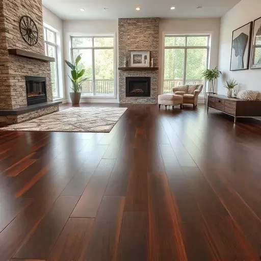 Dark hardwood flooring shines in a contemporary Mount Vernon home with modern decor and natural light.
