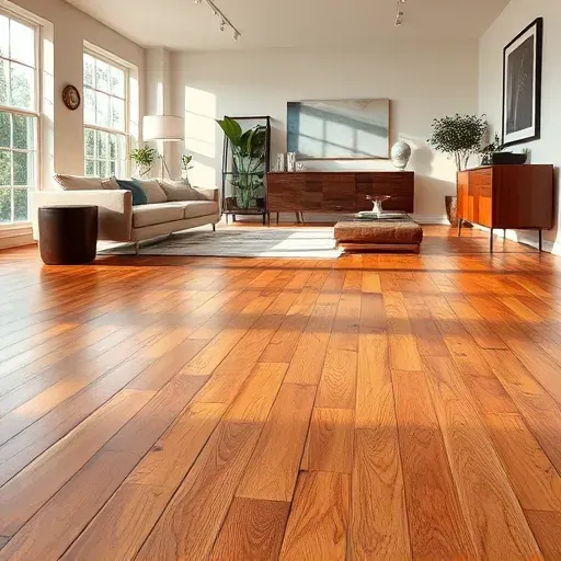Richly textured hardwood flooring in an elegant Annandale living room with polished shine and natural light ambiance.