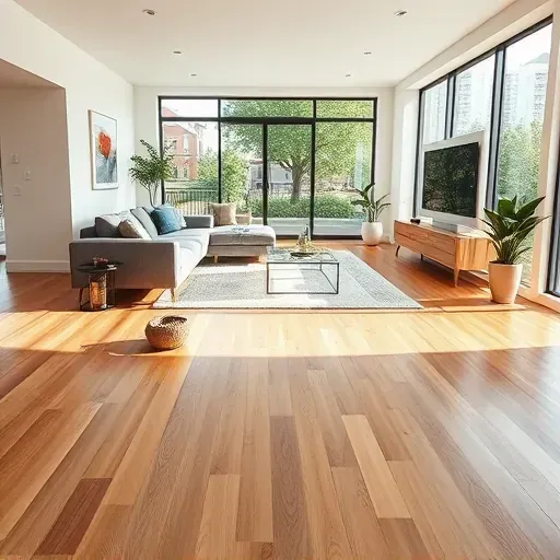 Completed flooring installation in a stylish interior space in Alexandria VA showcasing elegant design and craftsmanship.