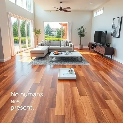 Finished luxury vinyl plank flooring in a modern Alexandria VA home with warm tones and natural light.