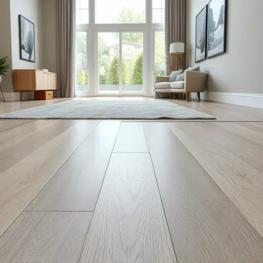 Close-up of a moisture barrier under freshly installed luxury vinyl plank flooring in a modern Alexandria living room showing seamless, durable membrane and clean finish