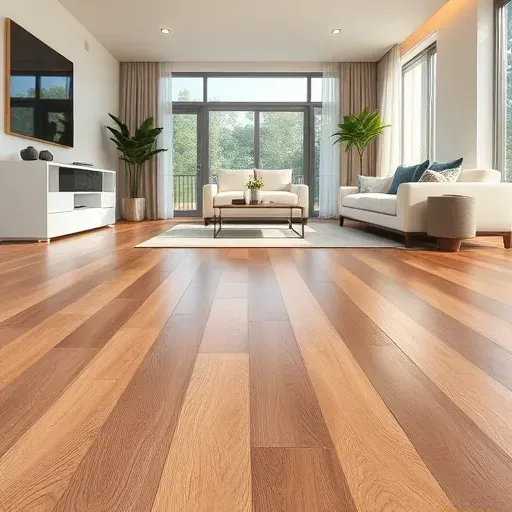 Luxury Vinyl Plank flooring in a spacious, well-lit room with textured wood grain and elegant furniture in Alexandria VA.