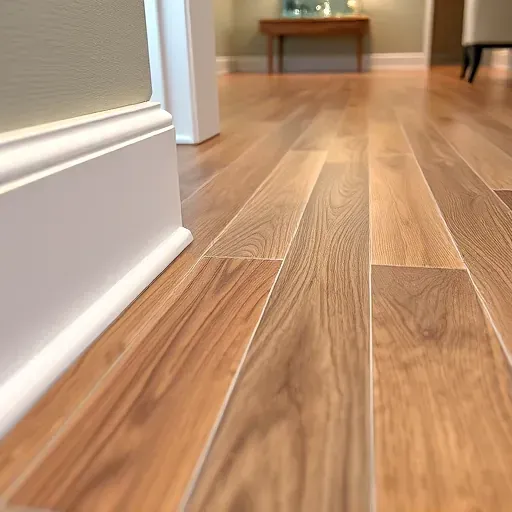 Luxury vinyl plank flooring with seamless installation, detailed wood grain textures, and precise trim in a modern Alexandria VA interior