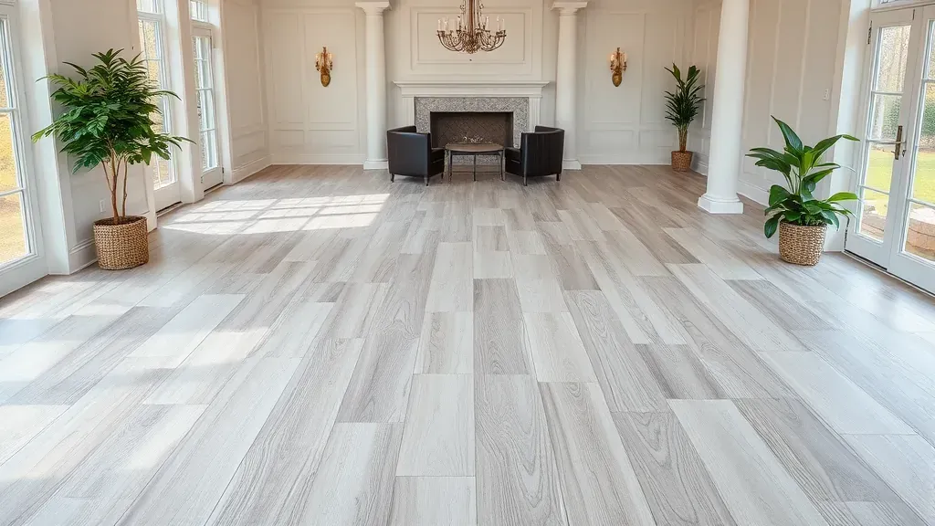 Flooring installation in a stylish living room in Annandale, VA.