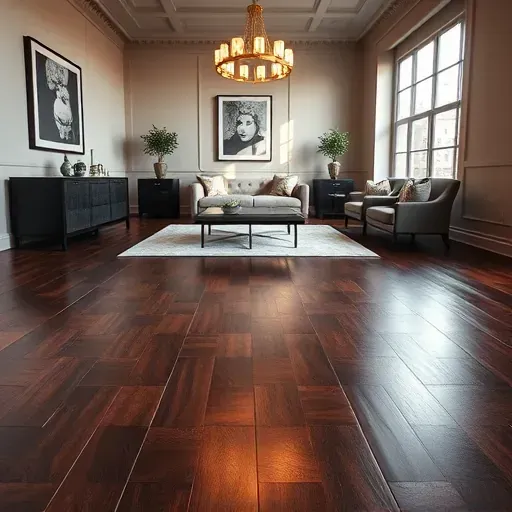 Dark hardwood floor installation in Capitol Hill showcasing polished finish, elegant decor, and abundant natural light.