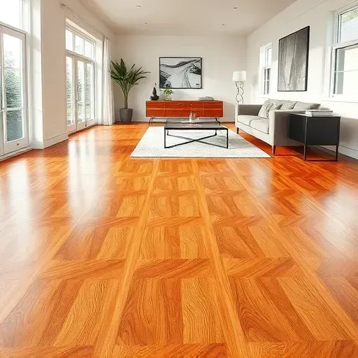 Beautifully polished hardwood floor in a spacious Mount Vernon room, showcasing rich tones, intricate grain, and minimalistic decor.