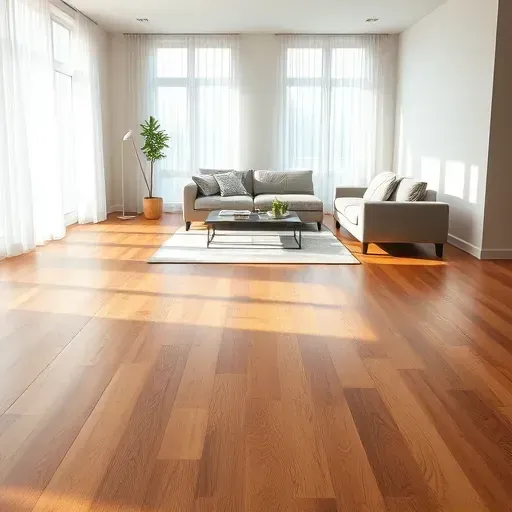 Completed hardwood flooring project in modern DC living room with minimalist decor and soft natural light.