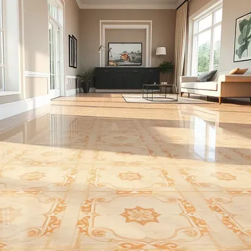 Beautiful polished ceramic tile flooring in a modern Alexandria VA home with intricate patterns and natural light