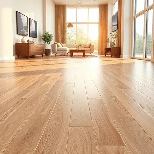 Pristine vinyl plank flooring with detailed wood grain textures in a modern Alexandria VA interior bathed in natural sunlight