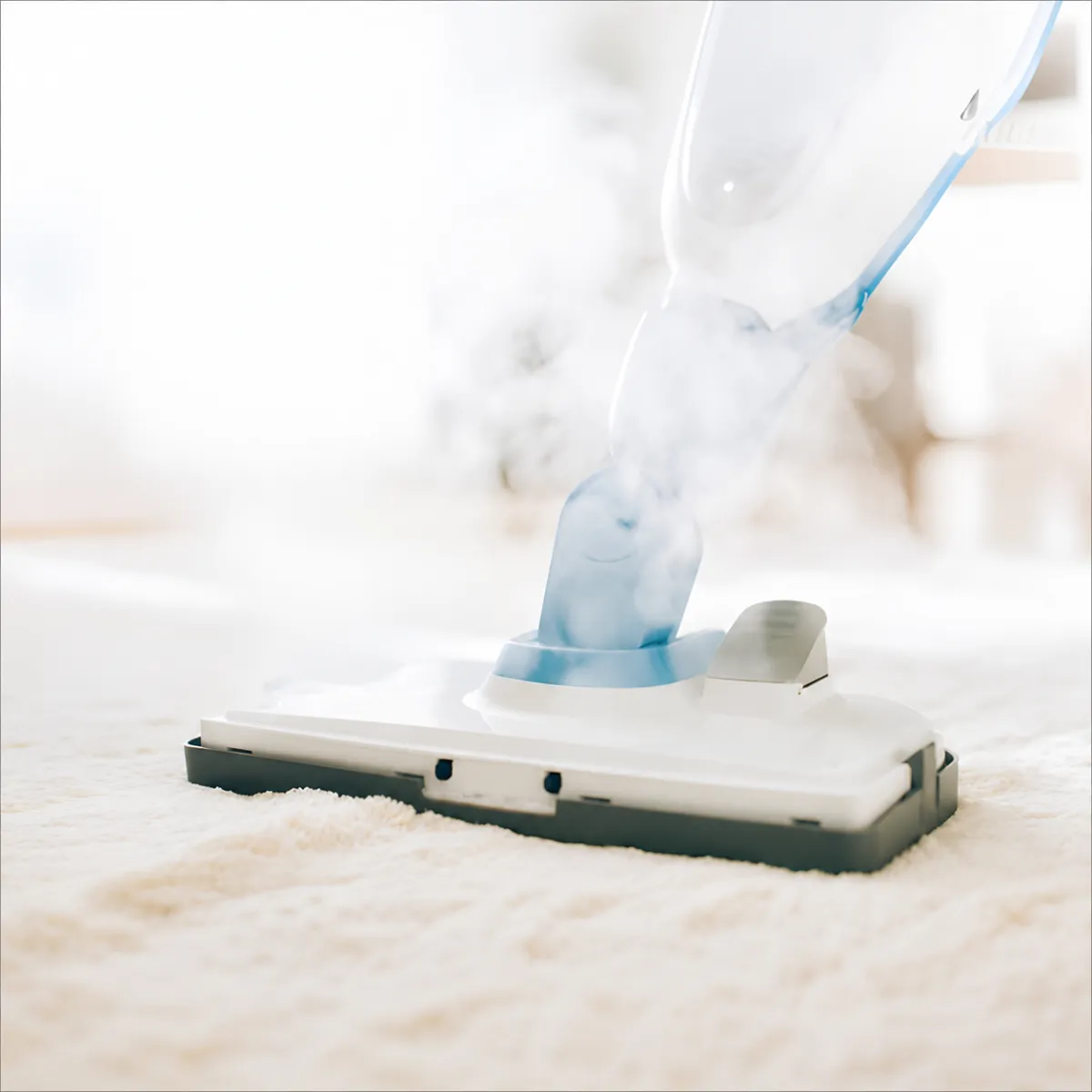 Worker spraying disinfectant during professional home sanitizing service