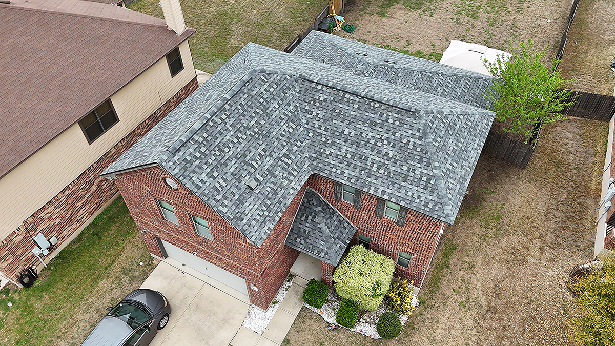 Completed roofing project on a home in Cedar Park, Texas