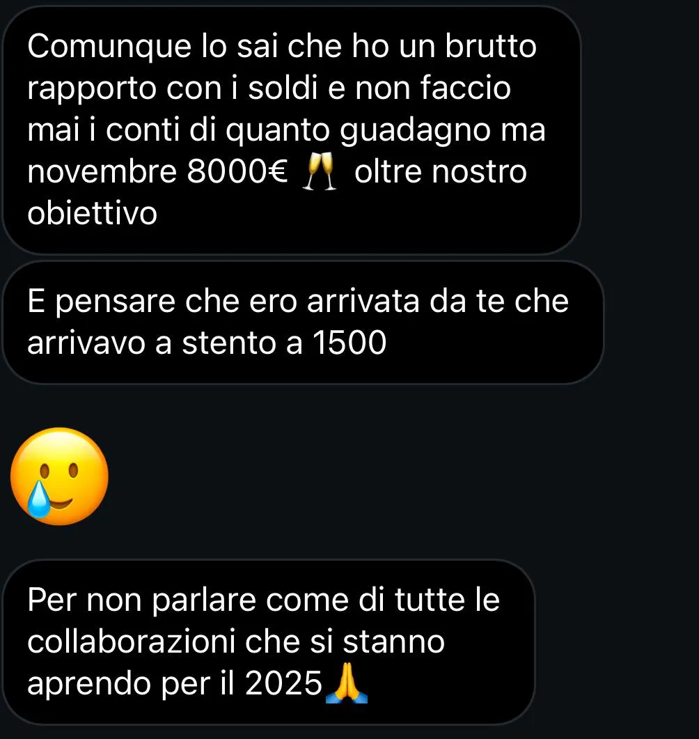 Testimonianza di una cliente
