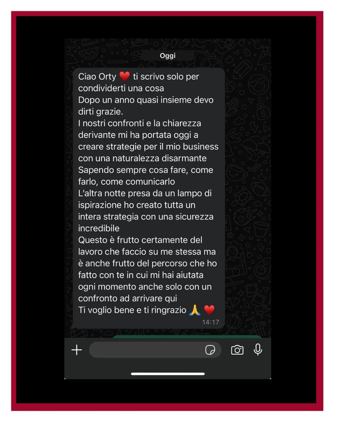 Testimonianza di una cliente