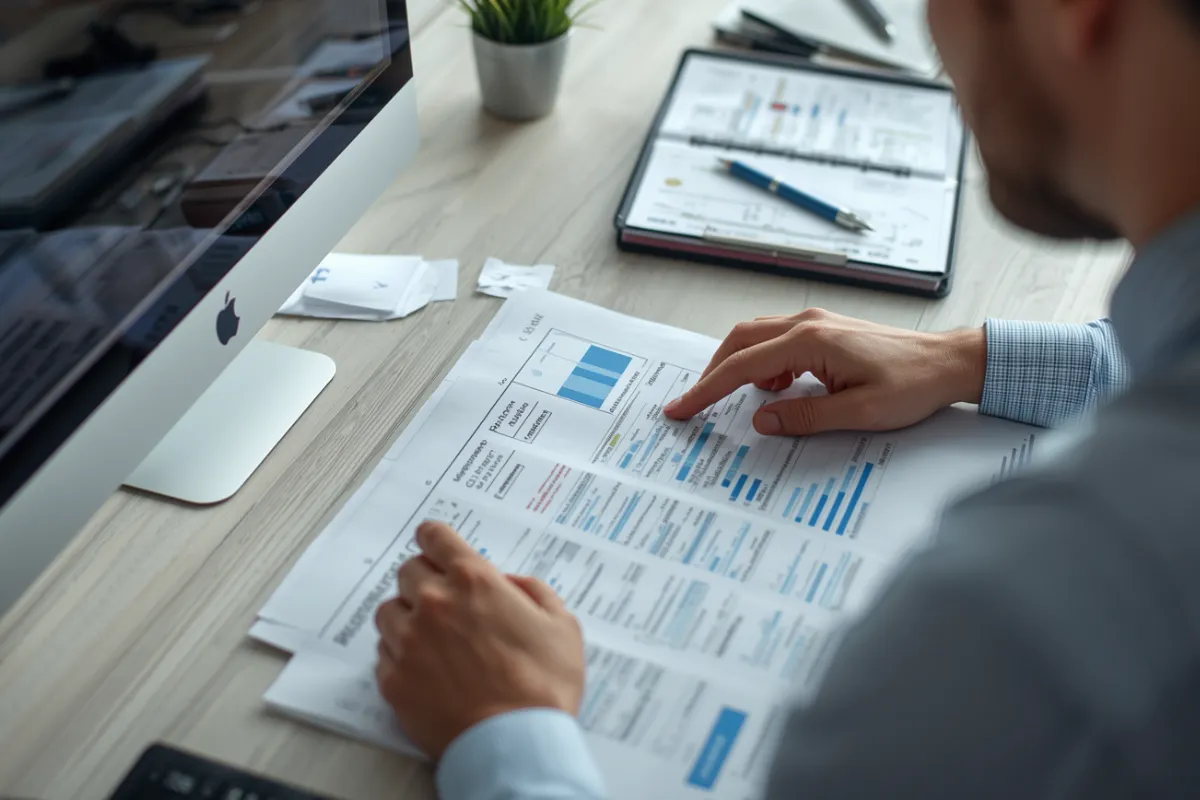 AML / money laundering risk A compliance or risk review image with documents, transaction reports, or a professional reviewing financial records