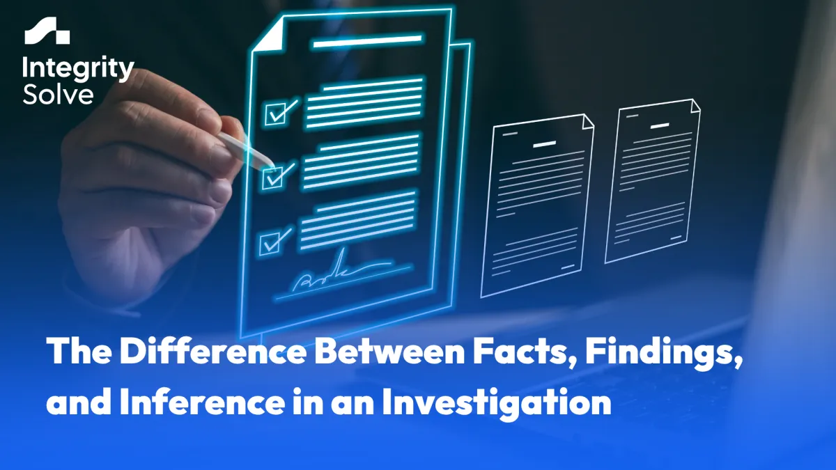 A direct answer defining facts, findings, and inference in an investigation context. 