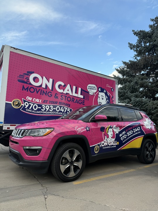 oOn Call moving box truck and cleaning jeep