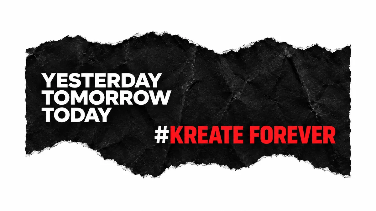 KREATE FOREVER — approved Creative House paper-rip banner
