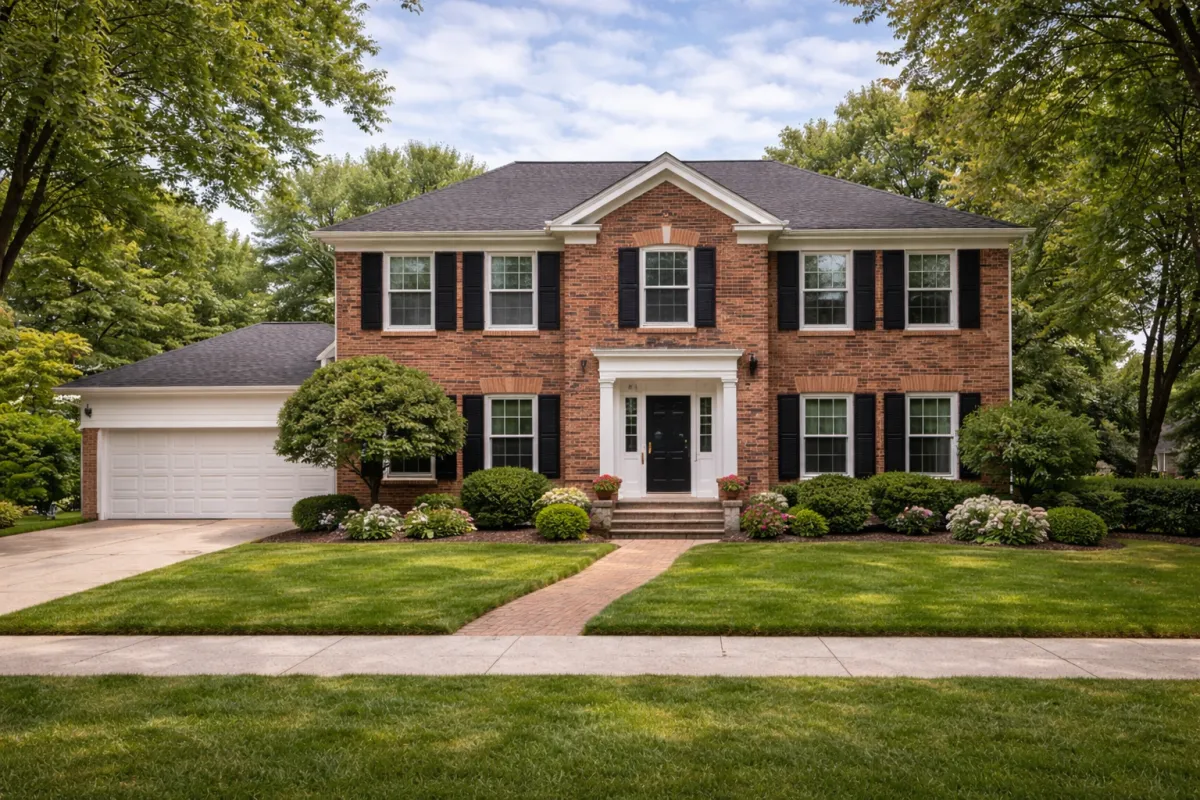 a modern house with a walkway leading to the front door
