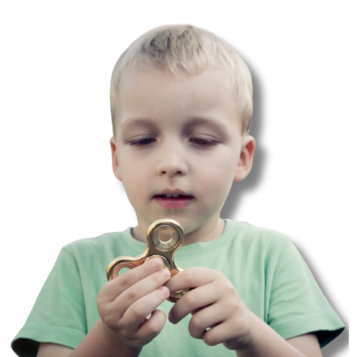 Boy with a focused expression, resting his chin on his hands, symbolizing emotional regulation in ADHD.