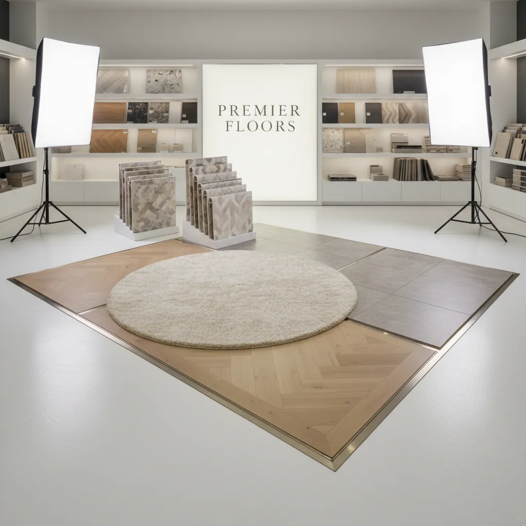 Two tripod lights illumination different floor styles