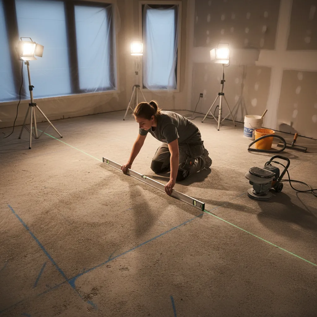 A women measuring flooring