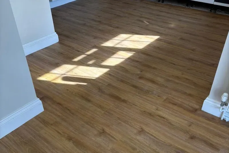 Freshly laid brown LVT flooring