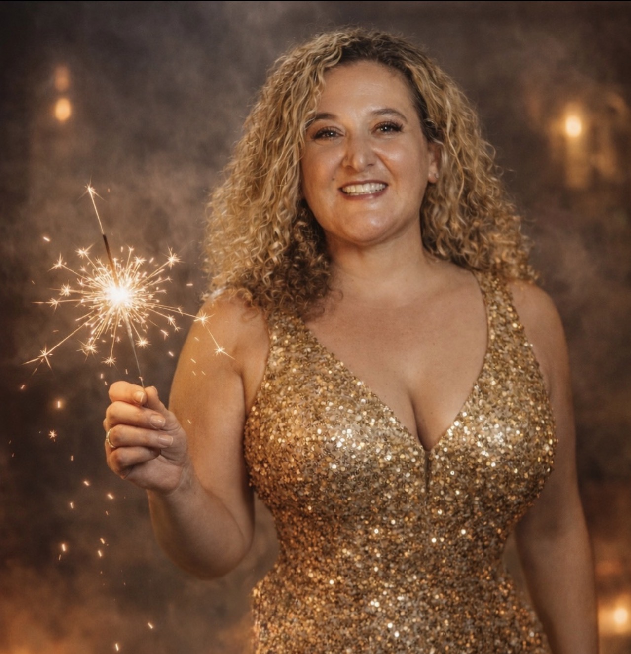 Hope in gold with sparkler