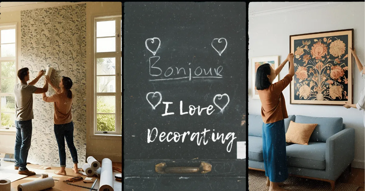 3 pictures of decorating a room