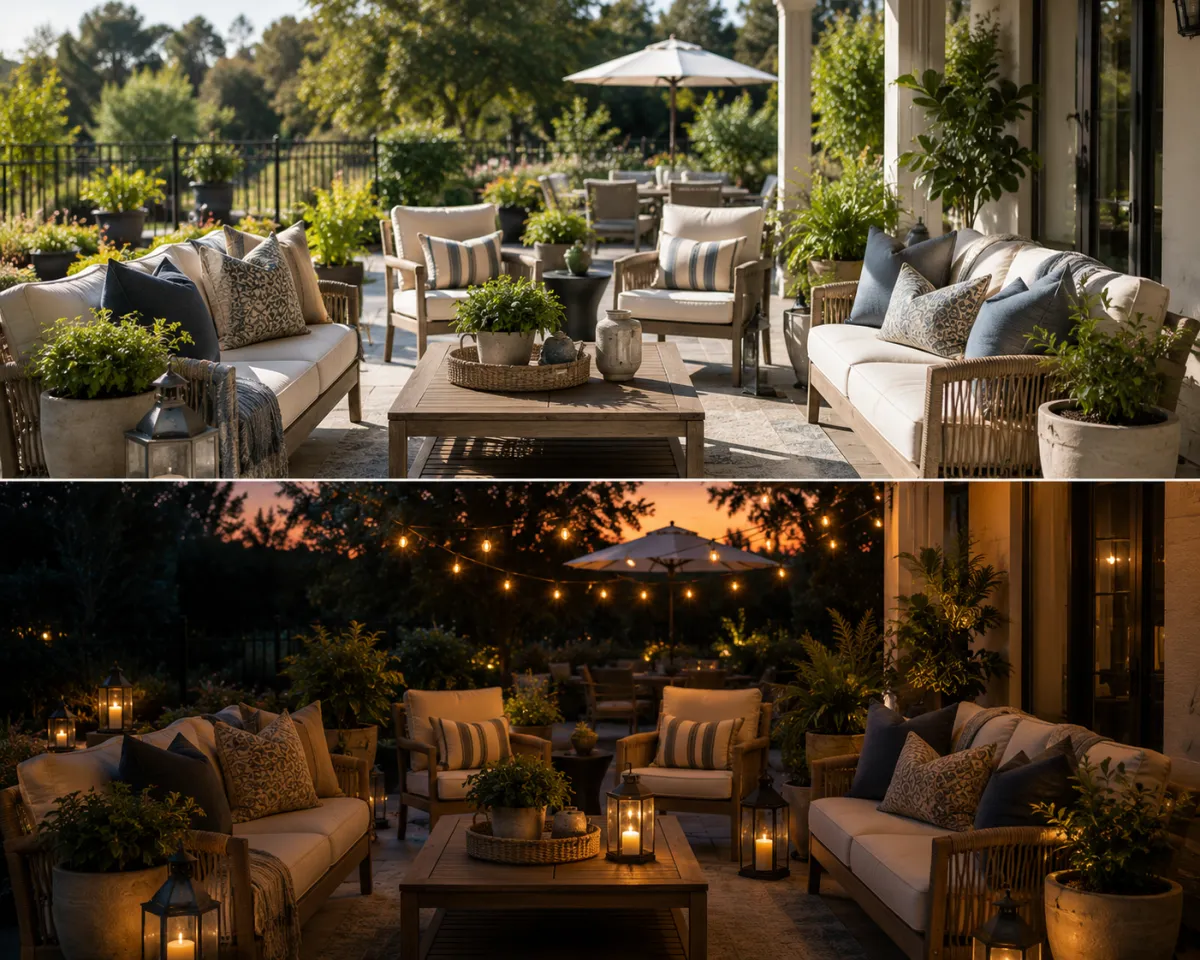 Outdoor Decorating after Dark.