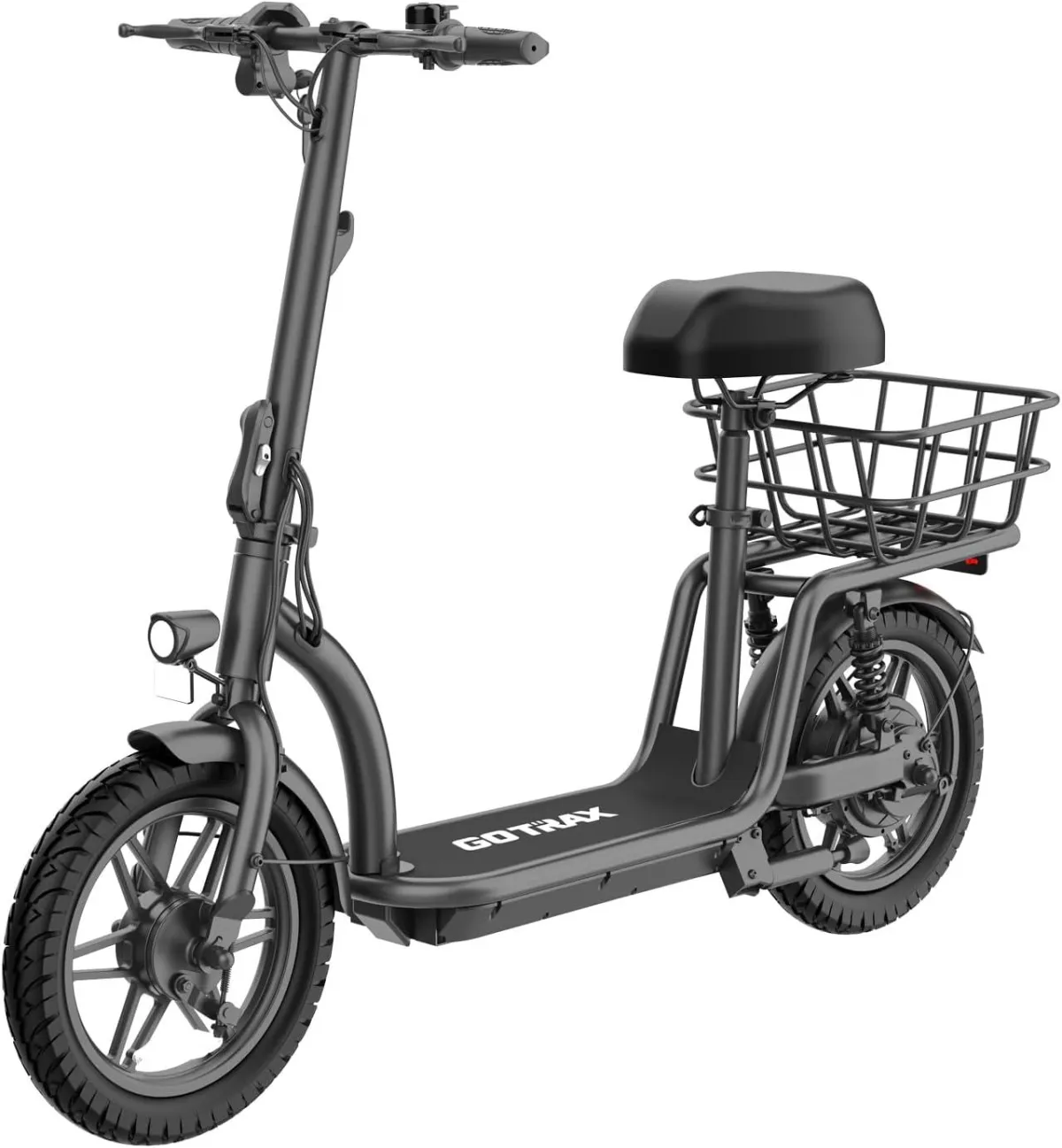 Gotrax Electric Scooter with Seat for Adult, Max 16-25miles Range, 15.5-20mph Power by 350W-500W Motor, Comfortable 14" Pneumatic Tire and Wider Deck & Height Adujustable Seat with Carry Basket Amazon GoTrax store image